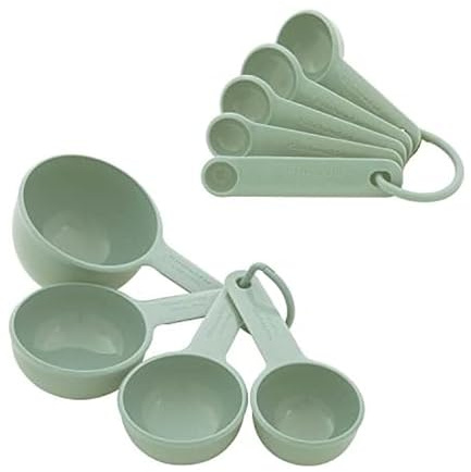 KitchenAid Universal Easy To Read Measuring Cup and Spoon Set with Soft Grip Handle for Maximum Control, Hang Hole and Nesting For Easy Storage, Dishwasher Safe, 9 Piece, Pistachio