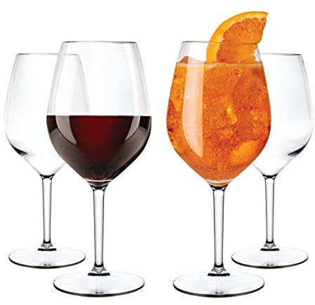 WUITOKI Calici in plastica, set da 4, 51cl, lavabili in lavastoviglie, infrangibili, privo di BPA