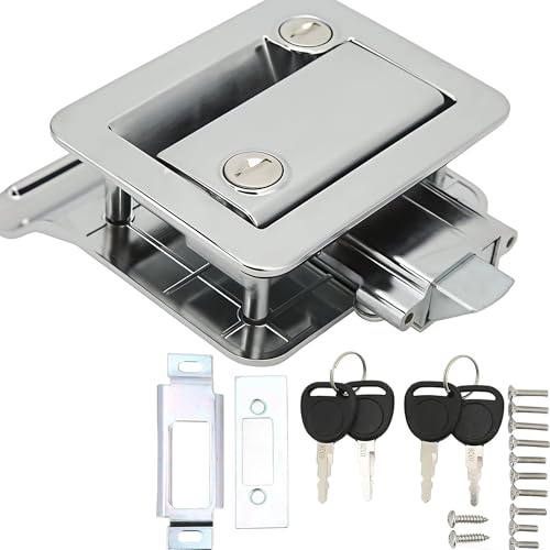 Tbest Serratura di sicurezza per porta d'ingresso RV con scrocco integrato in lega di alluminio per, roulotte, motorhome