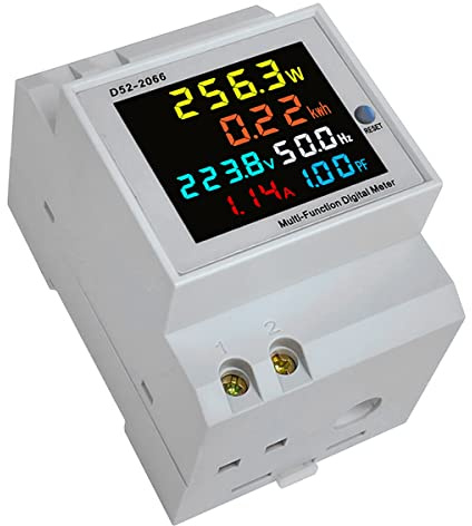 Povxlum Moniteur Ca Rail Din 6IN1 40-300V 100A Tension Courant Facteur de Puissance KWH Actif Compteur de FréQuence D'éNergie éLectrique VOLT AMP
