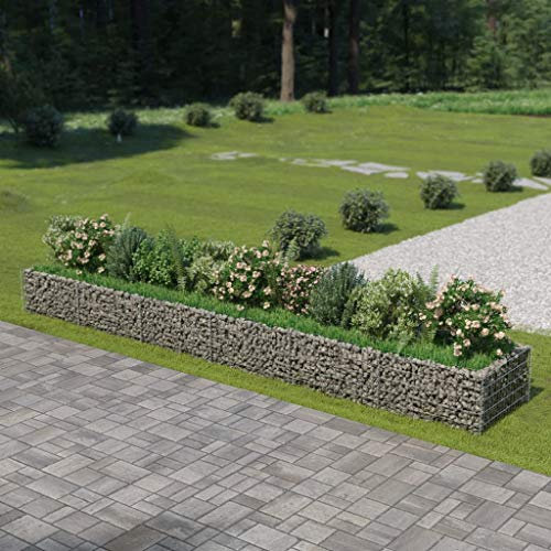 RONGQI Gabionen-Hochbeet, Pflanzkübel, Kräuterbeet, Hochbeete-kit, Pflanztrog, Vertikalbeet, Pflanzgefäße, Pflanzencontainer, Verzinkter Stahl 540×90×50 cm