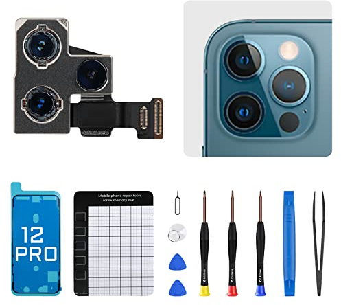 Kit de rechange pour appareil photo arrière iPhone 12 Pro 12 MP 12 Pro 6,1 avec téléobjectif ultra large OIS HDR Photos 4K Video Flex Cable Fix Assembled Tools A2341 A2406 A2407 A2408