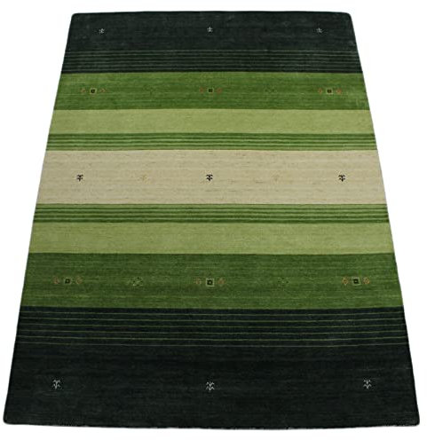 Gabbeh Teppich Grün 100% Wolle 170x240 cm Handgewebt Orientteppich Lr500