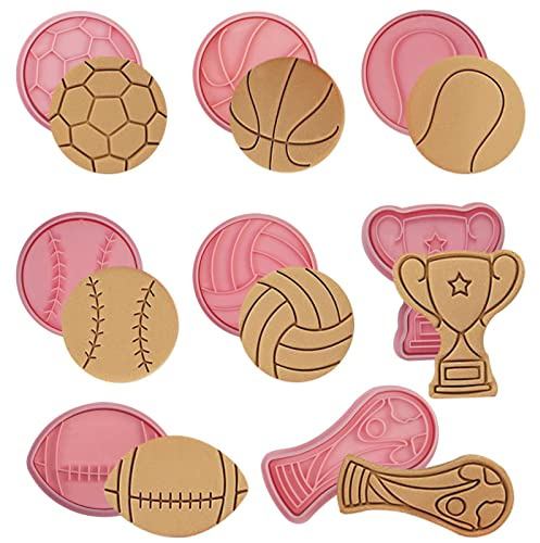 8 cortadores de galletas, bola deportiva, pelota 3D, fútbol, voleibol, fútbol, baloncesto, cortador de galletas, molde para bricolaje, suministros para hornear galletas