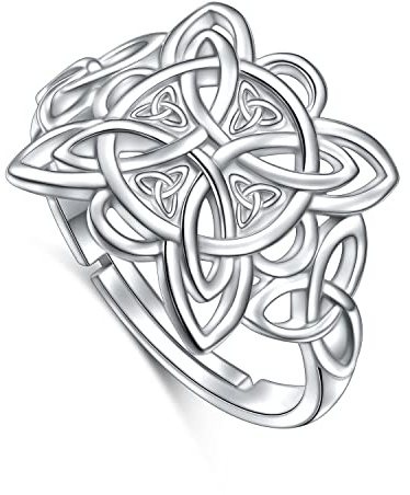 DAOCHONG Bijoux irlandais porte-bonheur en argent sterling 925 Bagues à nœud celtique ajustables pour femmes Cadeau d'anniversaire, Métal, Aucune pierre précieuse