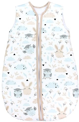 TupTam Baby Schlafsack 2.5 TOG – Warmer Winter Schlafsack Baby, OEKO-TEX, Ärmellos, Atmungsaktive Baumwolle, Farbe: Hase/Eule, Größe: 104-110