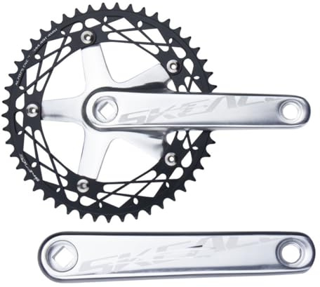 KANGXYSQ Vierkant Kurbelgarnitur 165mm Fahrrad Kurbel Aluminiumlegierung Singlespeed 48T/49T for Schiene Fahrrad Fixed Gear Kurbelgarnitur Set(Silver)