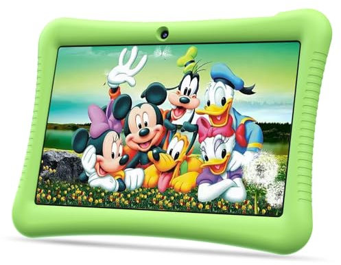 Semeakoko Tablet Bambini 10 Pollici Android 13, 3GB RAM+32GB ROM (256GB Espandibile) GMS Certificated, Controllo Genitori,1280x800 HD Display, 6000 mAh, WiFi, Doppia Fotocamera con Custodia(Verde)