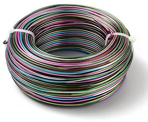 Kupferdraht, Basteldraht, 58 m/Rolle, 2 mm runder Aluminiumdraht, 3/5 Segment, bunter Metalldraht for handgefertigte DIY-Armbänder, Ohrringe, Schmuckherstellung (Farbe: B09, Größe: 2 mm) (Farbe: B04,