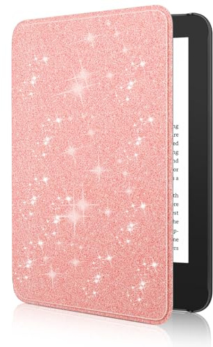 MoKo Hülle für 6 Amazon Kindle 11.Gen,2024/2022, Glitzer Rosa | Leichte Schutzhülle,Auto Aktiv-/Ruhemodus, Wasserdichte Schutzhülle,für Amazon Kindle Basic 11. Generation 2024/2022