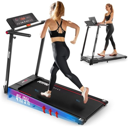 FITFIU Fitness MC-140 - Cinta de correr Plegable 2 en 1 para Andar y Correr, 3 Niveles de Inclinación, Bluetooth, Conectividad App (Zwift, Kinomap, ASP), Caminadora Ultracompacta para el Hogar/Oficina
