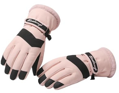 Andiker Ski Handschuhe, Frauen Winddicht und Wasserdicht Handschuhe Thermal Winter Handschuhe Weiches Futter Damen Fäustlinge für Snowboarding Skifahren Outdoor-Aktivitäten