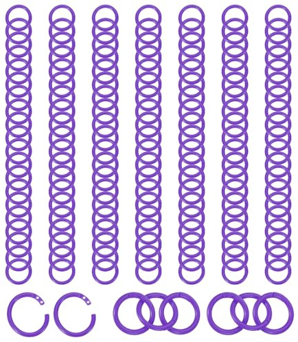 PATIKIL 1.1 Loose Leaf Binder Rings, 144Pcs Binder Ring Book Rings Plastic Key Rings for Paper Index Card Flash Card Book DIY Scrapbook Notebook Photo Album Office, Purple