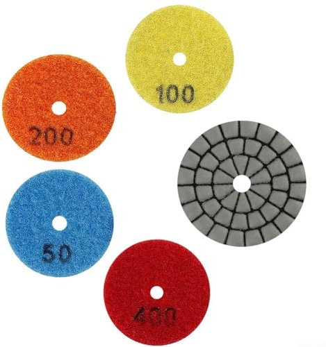 Besttoolifes Dischi abrasivi da 50 mm per lucidatura a secco e bagnato, per lucidatura rapida e liscia del marmo, per piastrelle in granito e pietra (4 pezzi grana 50-400)
