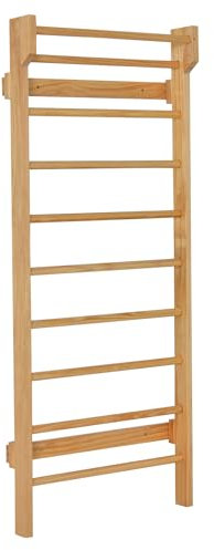 GOPLUS Espaldera Gimnasio de Madera de Pino, Pared de Escalada para Habitaciones Infantiles, Escalera Sueca Barras de Pared para Adultos y Niños, 195 x 80 x 14 cm, Carga 100 kg