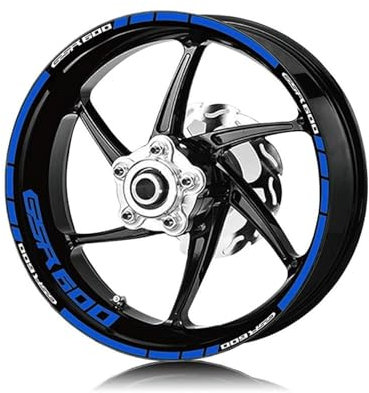 OPYJRL Schön und langlebig wasserdichte Motorradreifen-Radaufkleber, Reflektierende Streifen, Moto-Aufkleber Für GSR600 GSR 600(Reflective Blue)