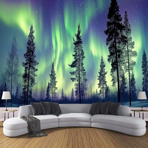 Papel Pintado Belleza Natural Pared 3D Papel Tapiz - Auroras Boreales Murales Tapiz Fotomural para Sala Cuarto Oficina Salón Tv Fondo Pared Dormitorio Decoración 250x175cm