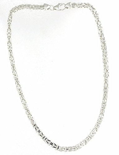 Königskette 925 Silber 4 mm 45 cm Silberkette Halskette Damen Herren original italienische Byzantiner Kette Schmuck ab Fabrik tendenze Italy D-BZ4-45