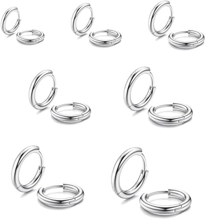 yolzhxe 7 Paia Orecchini a Cerchio in Acciaio al Titanio, Orecchini Titanio, Ipoallergenici, Acciaio Inossidabile, Alla Moda Adatti per Appuntamenti, Feste e Abbigliamento Quotidiano