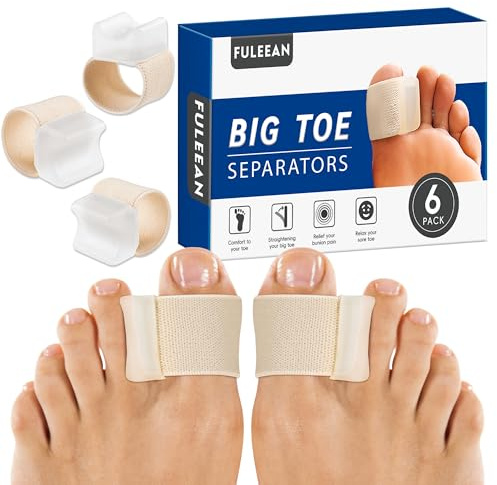 FULEEAN Big Toe Spacers,Hallux Valgus Corrector,Relieve Bunion Pain,Prevent Overlapping Toes, All-Day Comfort for Men & Women, Fits in Shoes.