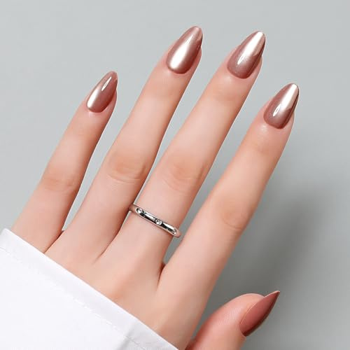 Luxbon Short Almond Press On Nails con colla per unghie No-Cure e kit di strumenti - Durable Press On Nails Cat Eye Soft Gel Tips 25-30pcs Full Size Set, unghie finte riutilizzabili, Rosy | 25-30 unghie adesive flessibili, copertura completa, vestibilità naturale, riutilizzabili, qualità da salone