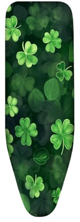 Ironing Board Covers 122 x 38 cm Black Green with Padding, Easy Fit and Resists Scorching,Bungee Elasticated Ironing Board Covers Large, Easy Placement