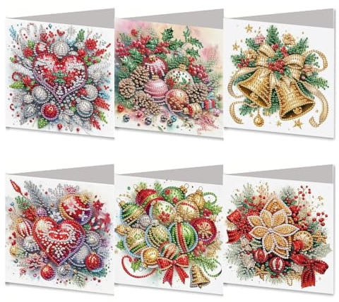 Nexoria Diamond Painting Frühling Karten, 6 Stück 5D Diamond Painting Osternskarten mit Umschlag Set Adventskalender Frühling Deko Türkranz Diamant Malerei Ostern grußkarten (A)