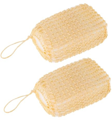 Toyvian 2 Cepillos Exfoliantes Corporales de Esponja de Sisal Natural Banda Elástica para Agarre Cómodo Tamaño Cuadrado Ideales para Ducha y Masaje Corporal Casa