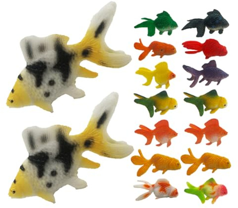 Uonlytech 24pcs Miniature Goldfish Figurines PVC Simulation Fish Models Small Lifelike Animal Figures for Aquarium Pond Decor Dollhouse Accessories