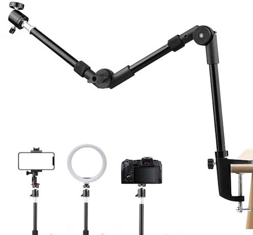 Supporto per webcam da 22, pieghevole a collo di cigno con viti da 1/4, per fotocamere DSLR, Logitech Webcam, luce ad anello, proiettore, handcam, Gopro Hero 8 7 6 5