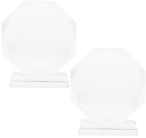 SUPVOX Trophée en Cristal 100 Mm Lot de 2 Plaques de Récompense en Verre Vierge Transparentes pour Cérémonie Sportive Bureau ou Remise de Prix Personnalisable