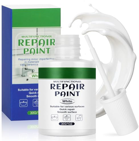 Aomig Vit badkarsfärg, 30 ml/1 oz emaljreparationslack, vit färg reparerar repor, sprickor och små defekter i keramiska badkar och handfat