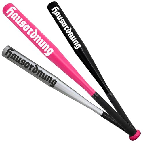 Baseballschläger HAUSORDNUNG aus Aluminium I Länge 65 cm Alu | 26 Zoll Schläger mit einem Gewicht von 520 Gramm und einem Rutschfestem Griff I Lustiges Geschenk für Männer und Frauen