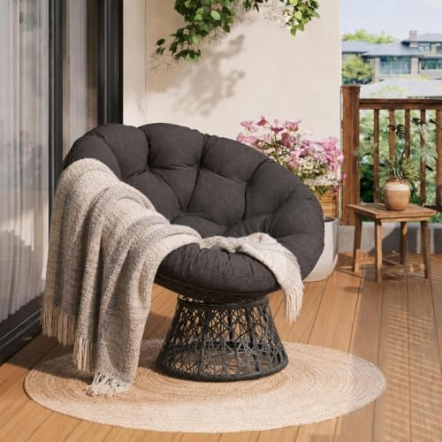 Koioplie Papasansessel 360° drehbarer Rattansessel, grau