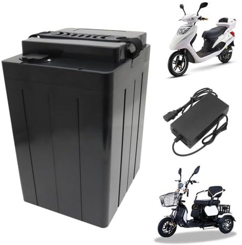 JHKJ Batteria al Litio per Moto elettrica da 48V, 60V e 72V | Batterie al litio per scooter da 48V, 60V e 72V, 20Ah, 25Ah e 30Ah, per tricicli, con caricabatterie.