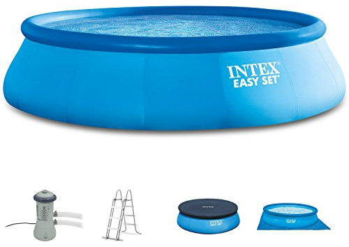 INTEX 457x107 cm Easy Pool 289001 Komplettset incl. Filterpumpe, Sicherheitsleiter, A- und Uplane