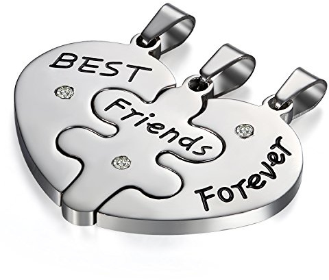 JewelryWe Schmuck 2PCS Paare Halskette Partnerketten Freundschaftsketten Partneranhänger Edelstahl I Love You Herz Puzzle Anhänger Kette mit kostenlos Gravur
