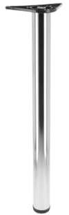 GTV Möbelfuß G6 – Ø60 mm, H=710 mm, Stahl gebürstet, Tischbein rund mit 20 mm Höhenverstellung, Montageplatte 127 mm, stabil für Tischplatte Konsole Arbeitsplatz