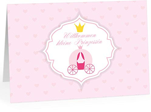Große Design Glückwunsch-Karte XXL (A4) zur Geburt, Motiv: Willkommen kleine Prinzessin Rosa/mit Umschlag/Edle Klappkarte/Maxi Gruß-Karte/Baby geboren/Gratulation Eltern