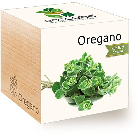 Feel Green Ecocube Oregano, Semillas ecológicas, Idea de Regalo sostenible (100% Eco Friendly), Grow Your Own/Anzuchtset, Plantas en Cubos de Madera, Fabricado en Austria | Semillas orgánicas, 100% ecológicas, regalo sostenible, fabricado en Austria
