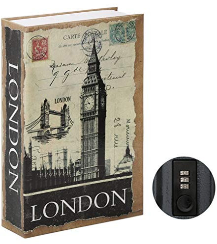 Parrency Diversion Book Safe with Combination Lock, Secrect Hidden Safe Lock Box Large, Medium, London, 9 1/2 x 6 x 1 1/3, SBH-M006