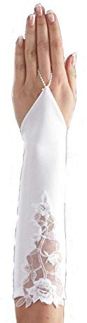 EleganceFashionDE Fingerlose Brauthandschuhe Stulpen Brautstulpen Handschuhe für Hochzeit weiß, Ivory (weiß)