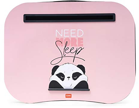 Legami - Support pour Ordinateur Portable, 44 x 33,5 cm, Ordinateur Portable, Fente Support pour Tablette, thème Panda, Coussin Souple avec Rembourrage, poignée latérale