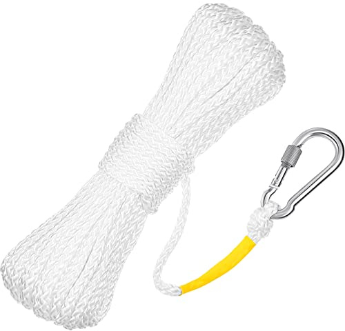 Shappy Floating Rope Life Ring Rope Lifesaving Dock Lines Boat Braided Polypropylene Outdoor Throwing Lines for Life Preserver Ring Anchor Heaving Line with Spring Hook(15 m/ 16.4 Yards,White)