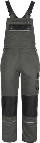 TMG | Leichte Arbeitslatzhose für Herren Style Light, graue Arbeitshose mit Kniepolster & Taschen, robust | Gr. 46