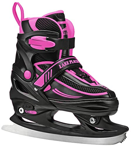 Lake Placid Summit Girl's Adjustable Ice Skate Black/Pink Large (5-8)