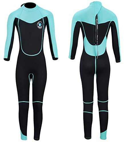 REALON Kid Wetsuit Neoprene Boys Girls 3mm Full Wet Suit, 2mm Shorty Toddles Thermal Swimsuit, Children Back Zipper Cold Water Warmth for Swimming Kayaking Surfing Boating