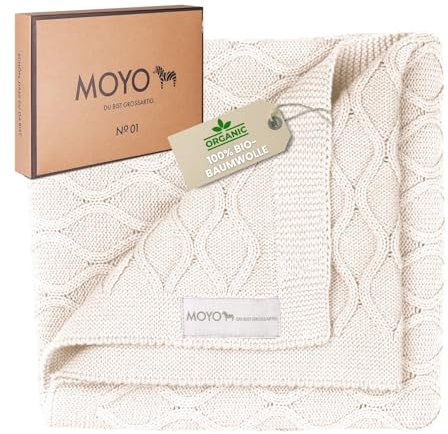 MOYO Babydecke Anmutiger Wellenreiter I 75x100cm I Atmungsaktive Kuscheldecke aus 100% GOTS-Bio-Baumwolle I Weiche Baby-Bettdecke für Junge & Mädchen I Baumwolldecke Geburt