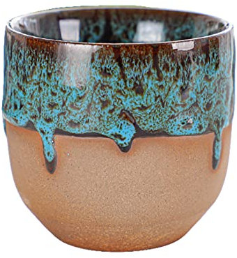 Taza de gres sin asa, taza de café, taza de cerámica, grande, con decoración de espiral, para el hogar y la oficina, moderna taza de cerámica para café y té, 150 ml