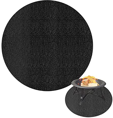MKNZOME Feuerfeste Unterlage, 39 Zoll Feuerschutzmatte Grillmatte Bodenschutz, Hitzeschutzmatte Feuerschale für Boden Rasen Gras Terrasse Balkon Deck Outdoor Holzverbrennung Holzkohlegrill, Schwarz